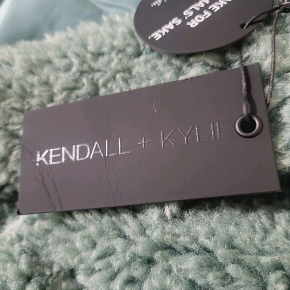 KENDALL + KYLIE Long Sherpa Peacoat in Kylie Green NWT Winter Coat Faux Fur Sz M - Picture 6 of 8